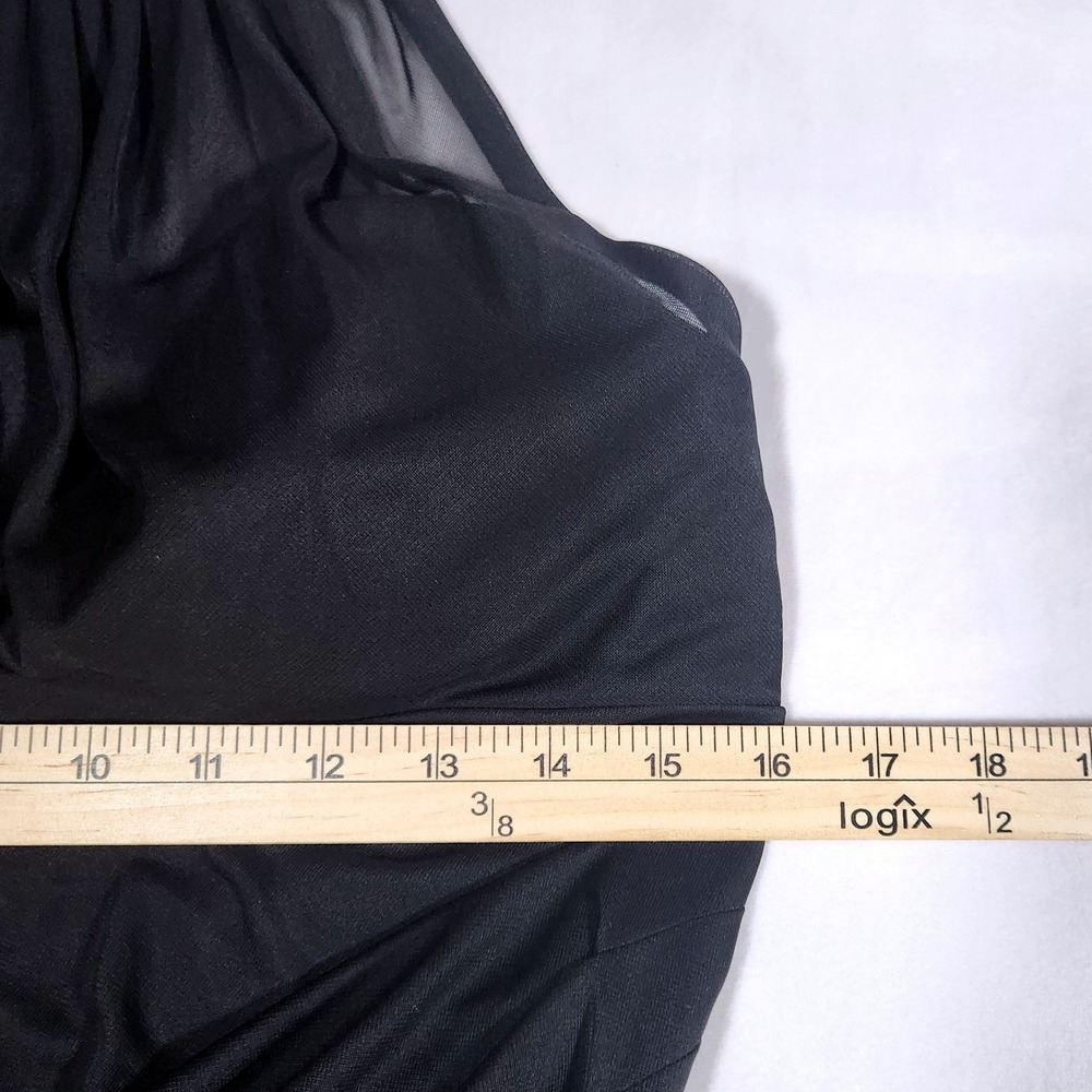 David's Bridal Cocktail Dress Womens 14 Black Polyester Ruched Halter F15612 - Picture 6 of 15